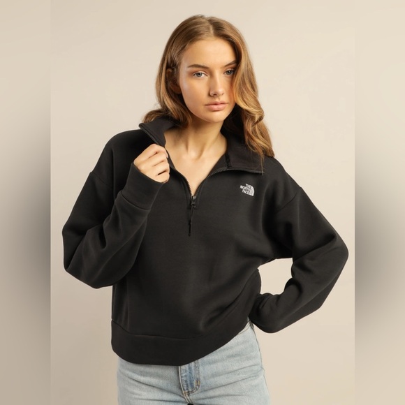 The North Face Simple Logo Quarterzip Cropped Jacket - M - Picture 1 of 9